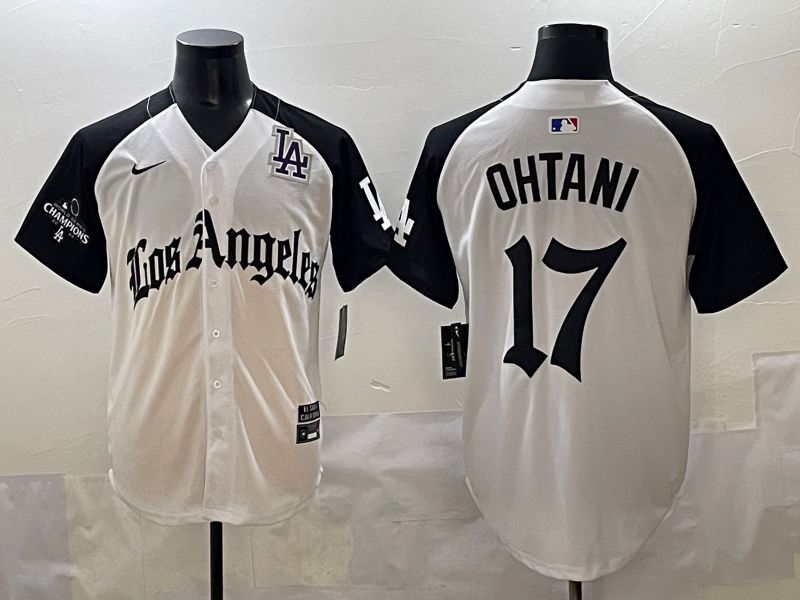Men 2025 Los Angeles Dodgers #17 Ohtani White black Five generations Joint Name Nike MLB Jersey style 5265->los angeles dodgers->MLB Jersey